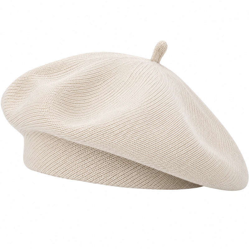 Berretto Basco Classico in Maglia Beige