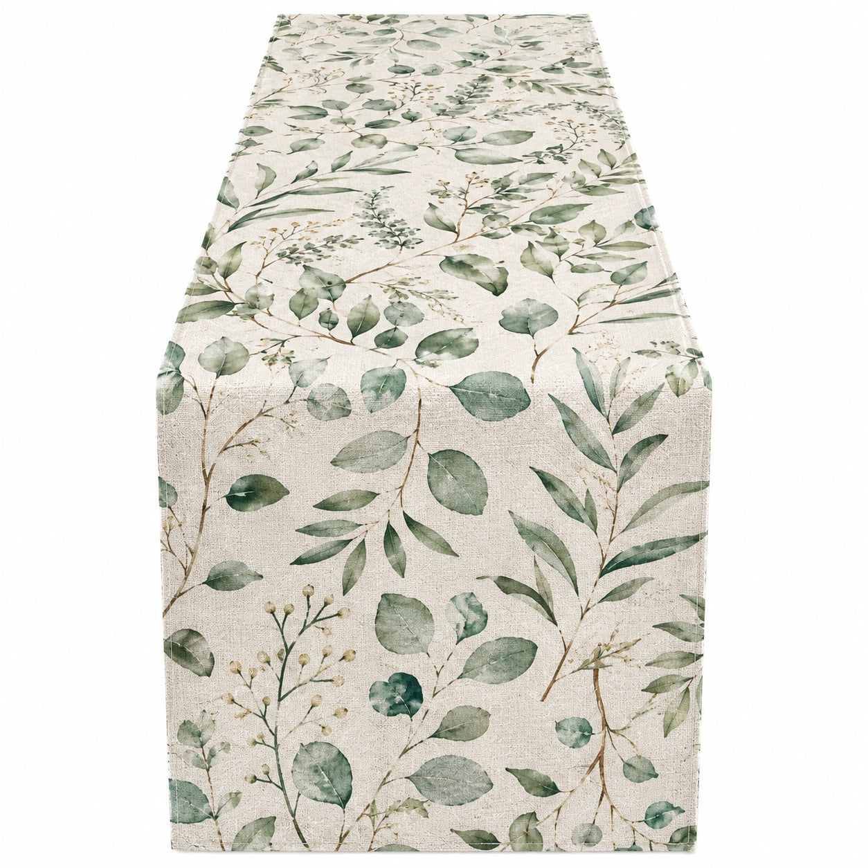 Runner da Tavolo con Motivo Floreale 180x30 cm Verde