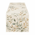 Runner da Tavolo con Motivo Foglie 140x40 cm Beige