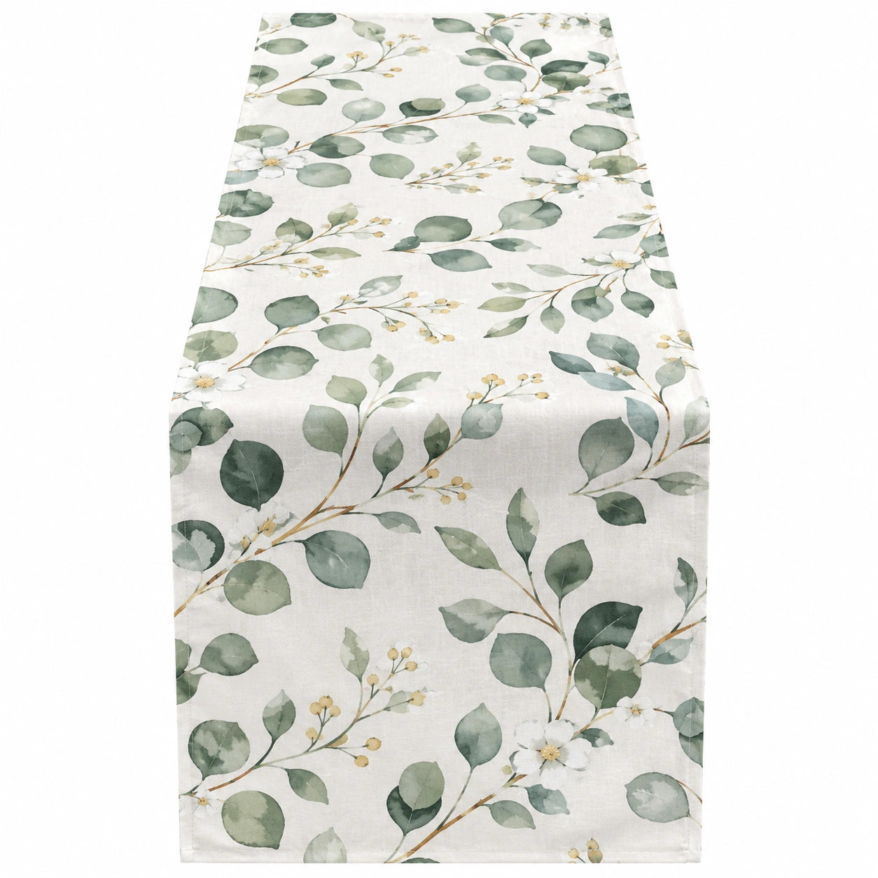 Runner da Tavolo Floreale Rettangolare 180x35 Verde Foglia