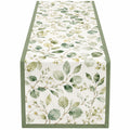 Runner da Tavola Floreale Verde e Bianco 180x35cm