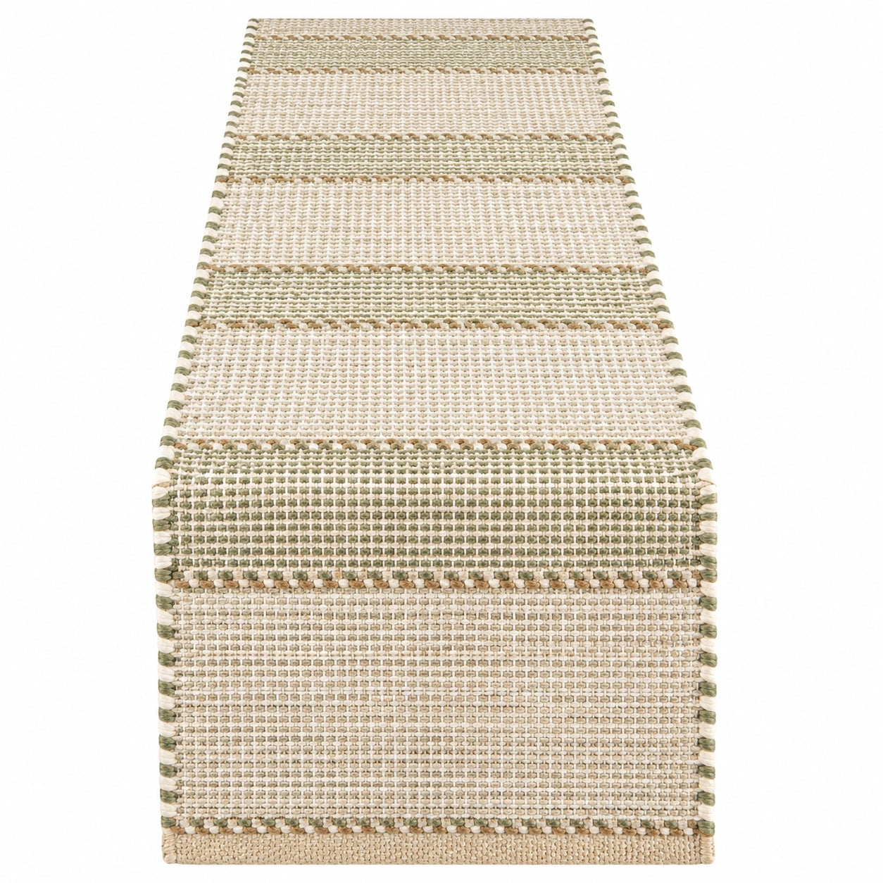 Runner da Tavolo a Righe Verde e Beige 150x40 cm
