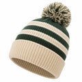 Cappello a Maglia con Pompon Verde e Beige