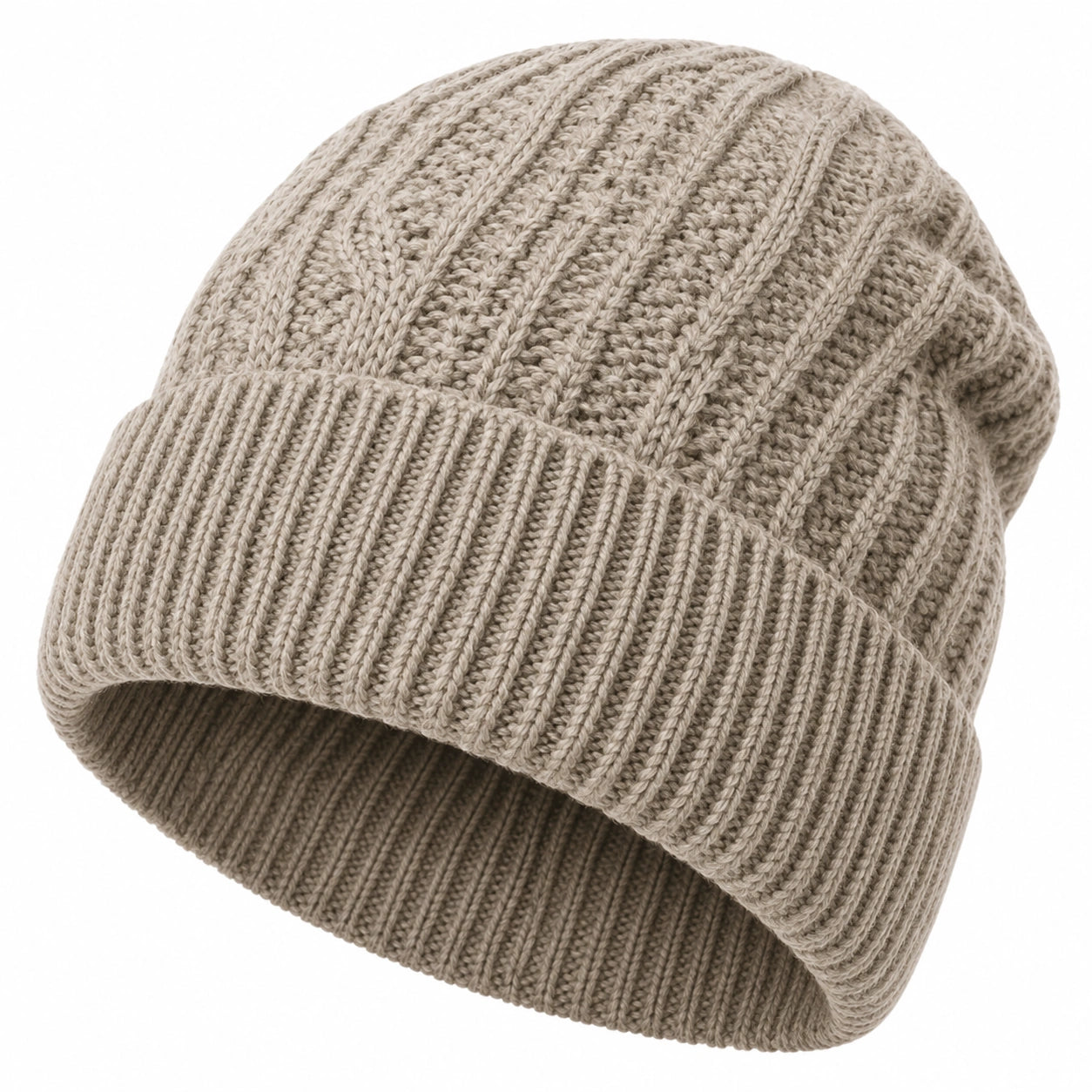 Berretto Maglia a Coste Colore Beige