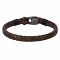 Bracciale Intrecciato con Chiusura a Gancio in Pelle Marrone