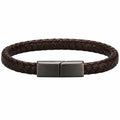Bracciale in Pelle Intrecciata Marrone con Chiusura Magnetica
