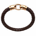 Bracciale intrecciato marrone con chiusura dorata