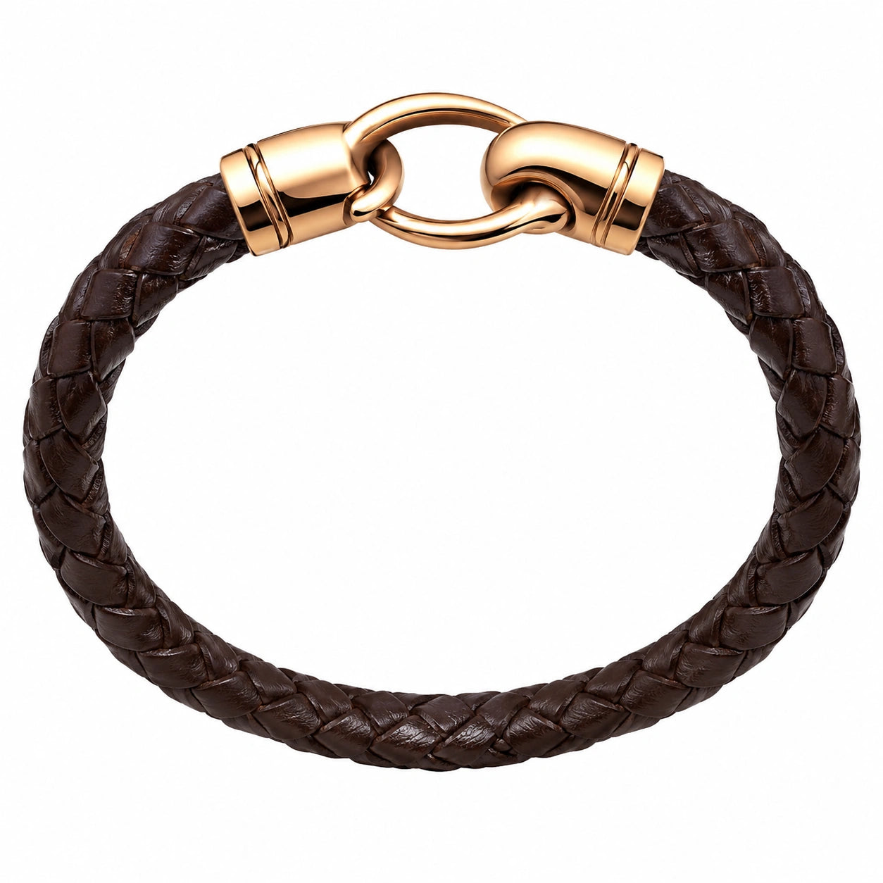 Bracciale intrecciato marrone con chiusura dorata