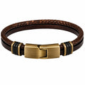 Bracciale Uomo in Pelle Intrecciata Marrone con Chiusura Magnetica