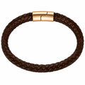 Bracciale Intrecciato Marrone con Chiusura Magnetica Dorata