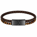 Bracciale Uomo Intrecciato Marrone con Pietre Naturali