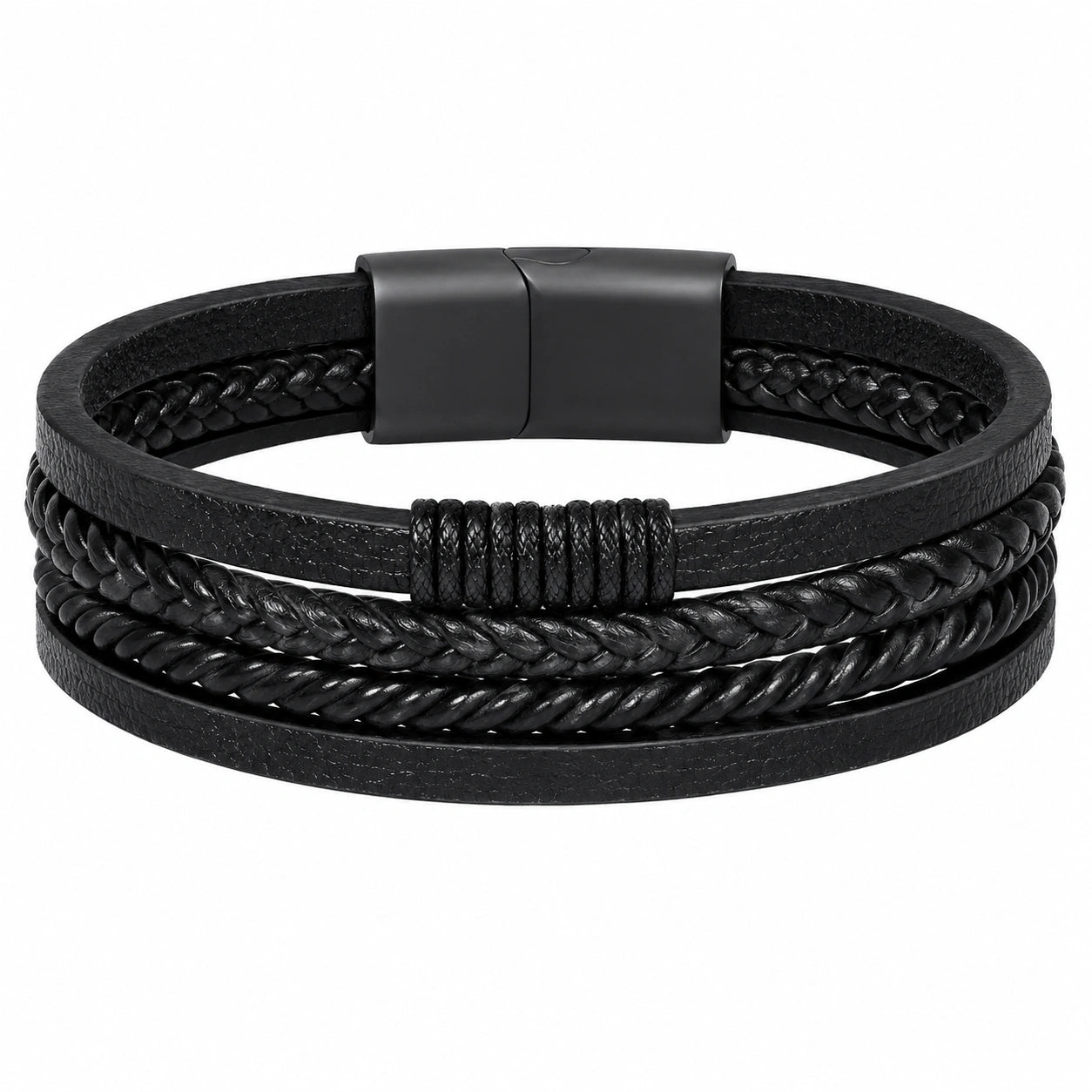Braccialetto multistrato nero con chiusura magnetica