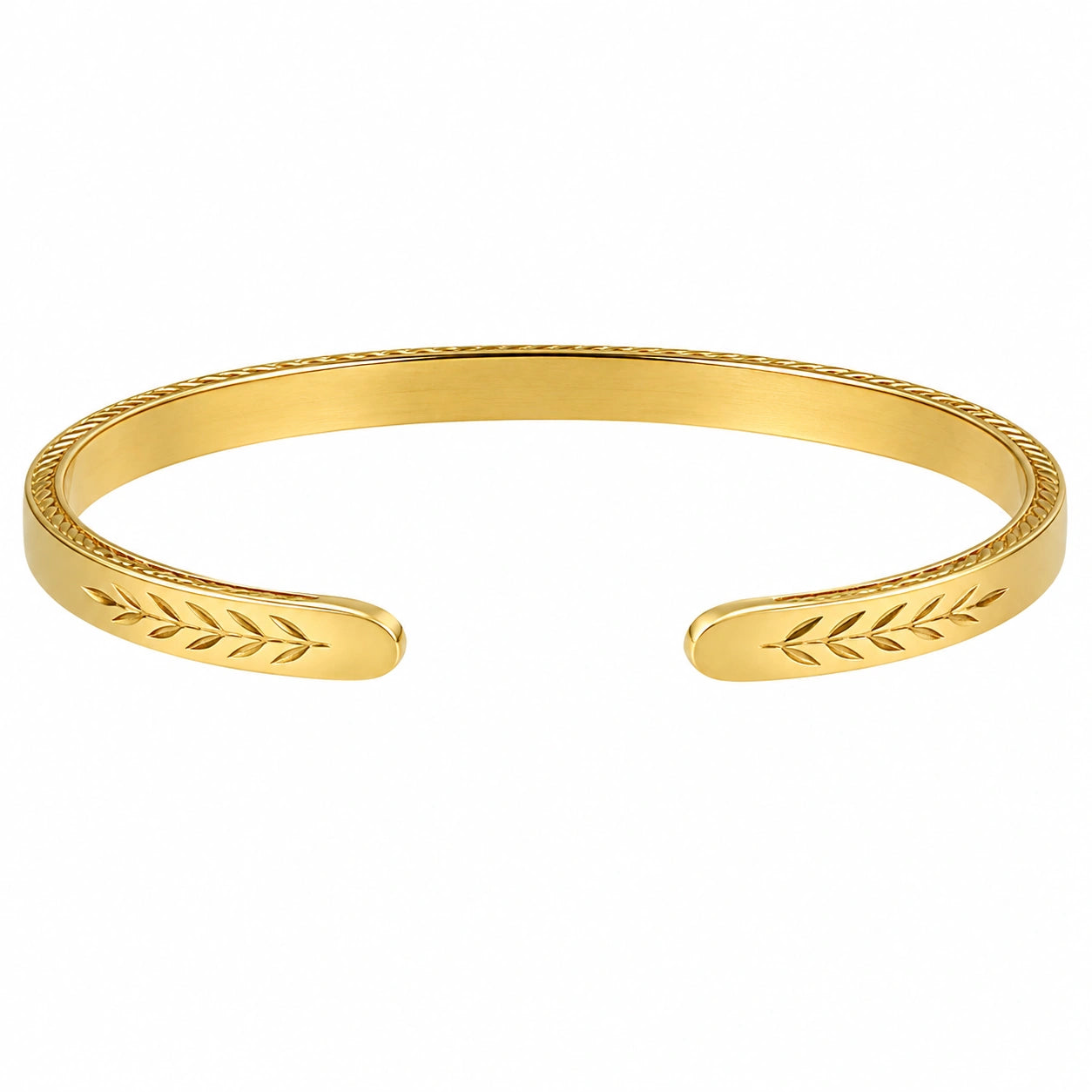 Bracciale Rigido con Motivo Fogliare Dorato