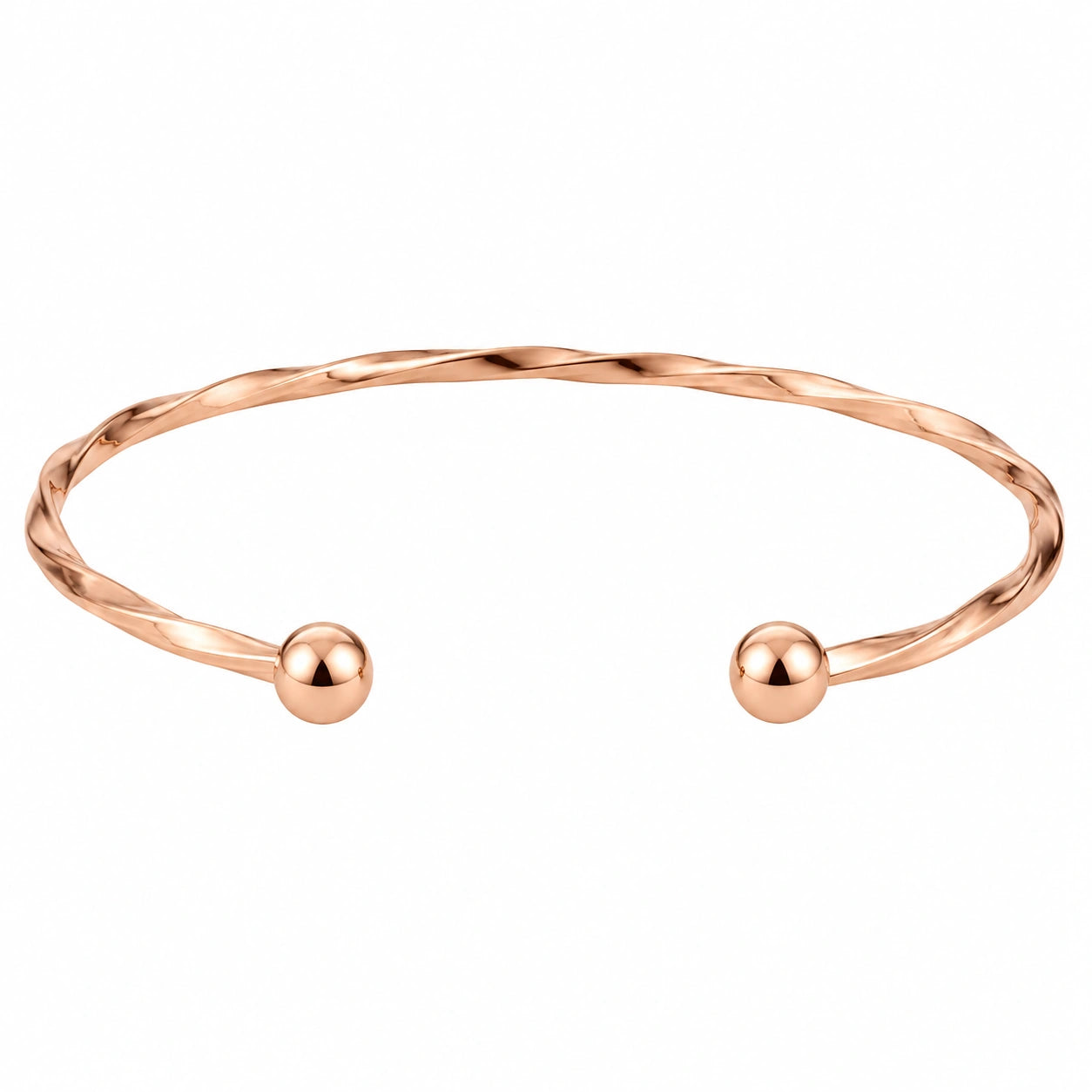 Bracciale Rigido Aperto in Oro Rosa con Sfere