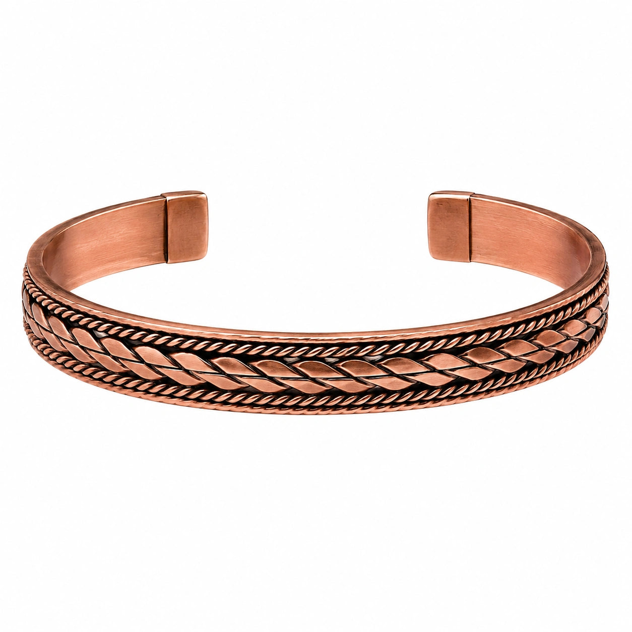 Bracciale rigido intrecciato classico in rame