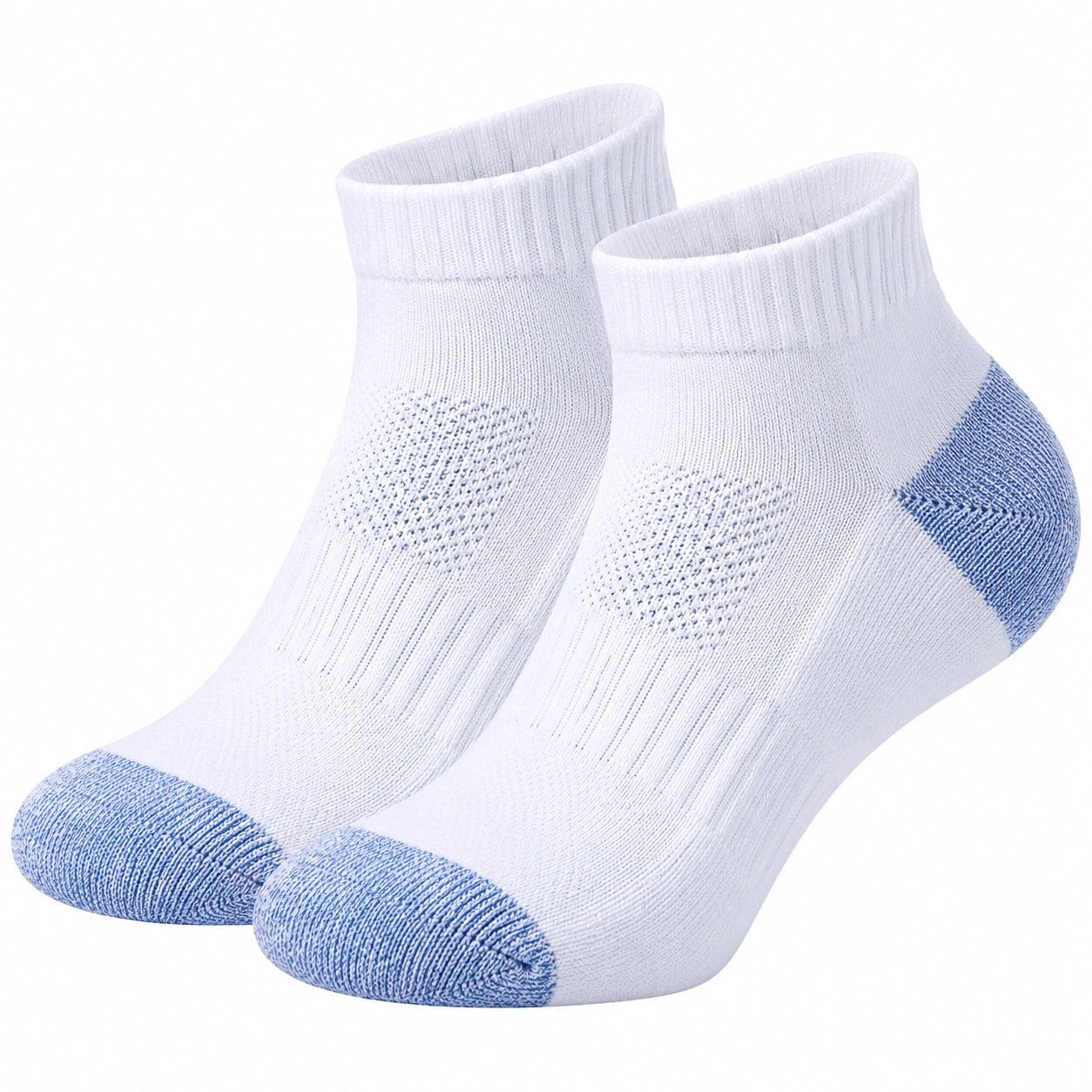 Calzini corti sportivi traspiranti unisex bianchi e blu