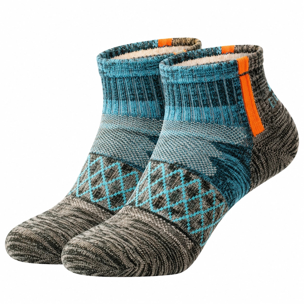 Calze sportive unisex con motivo geometrico grigio/blu/arancione