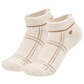 Calzini corti a quadri beige con cuore ricamato