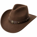 Cappello da Cowboy Marrone con Fibbia Decorativa