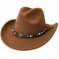 Cappello Cowboy Marrone con Fascia Decorativa