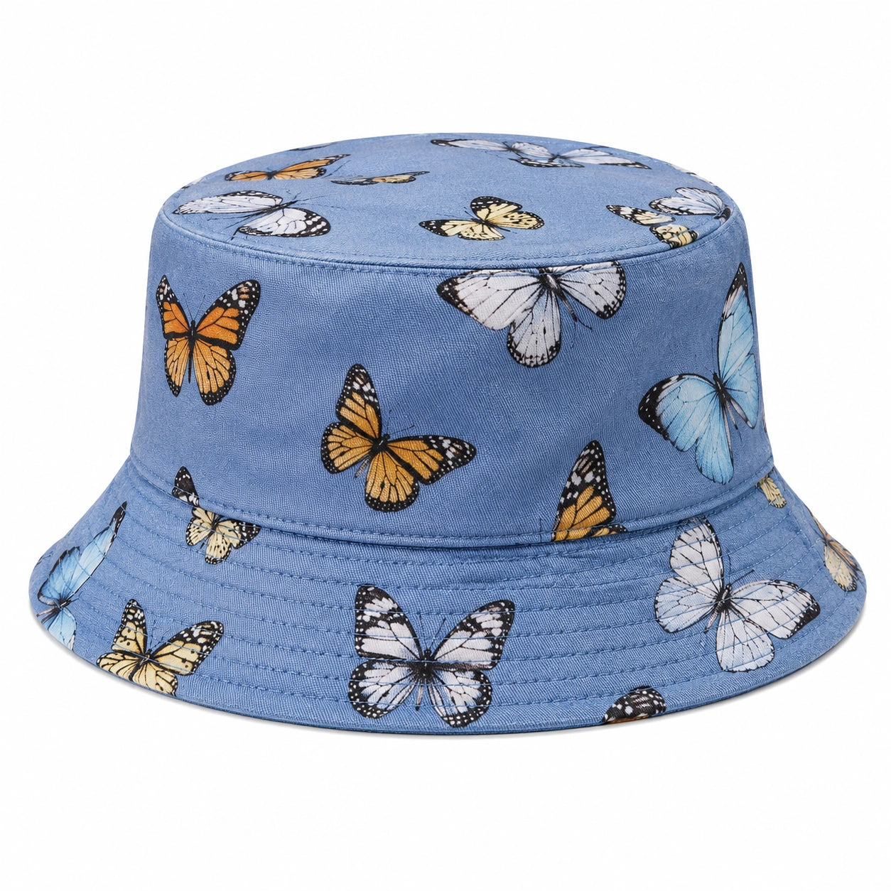 Cappello da Pescatore Blu con Farfalle Multicolori