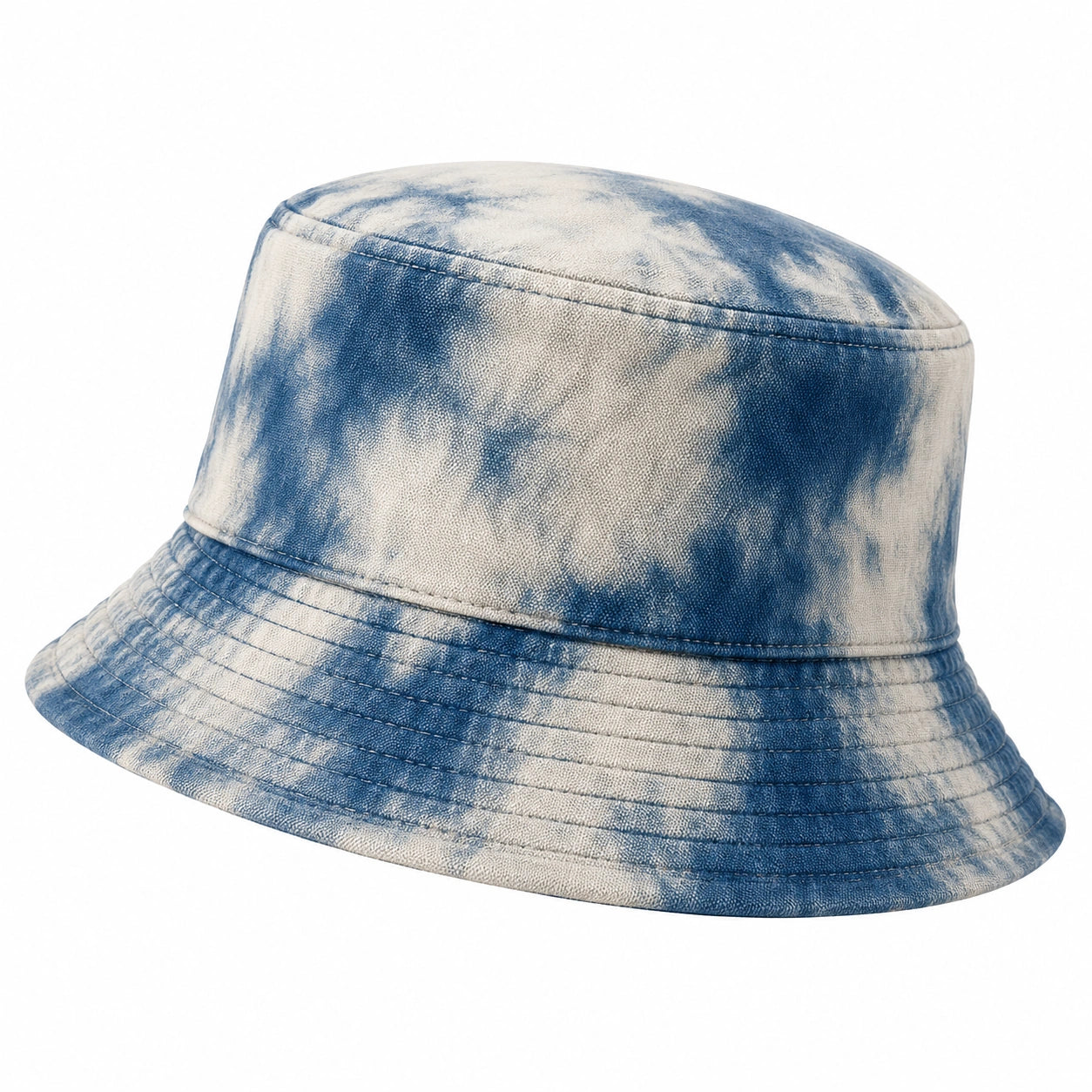 Cappello pescatore tie-dye blu e bianco
