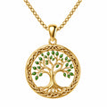 Collana Albero della Vita Oro Verde con Dettagli Simbolici