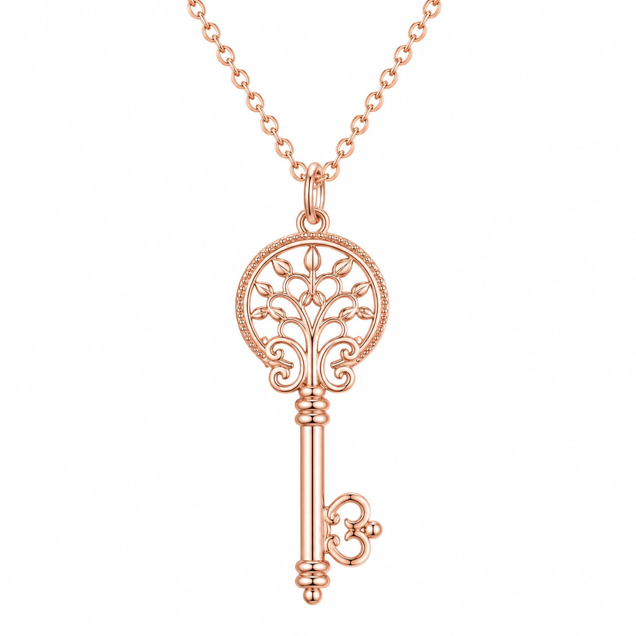 Collana Ciondolo Chiave Albero della Vita Placcata Oro Rosa
